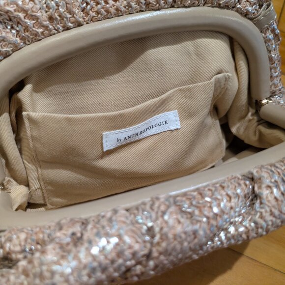 Anthropologie Silver Rattan Clutch - Picture 3 of 7